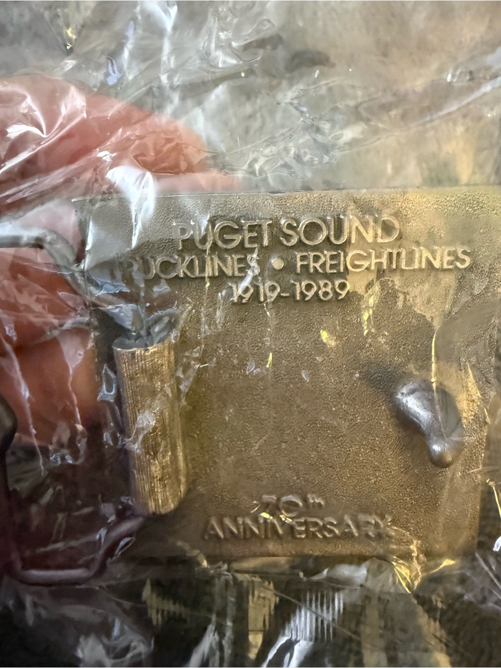 Puget Sound Trucklines Freightlines 1919-1989 70th Ann. Block Belt Buckle #5 View 3